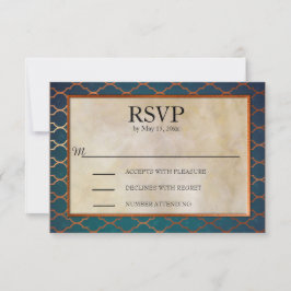 Elegante Teal e Copper Wedding RSVP