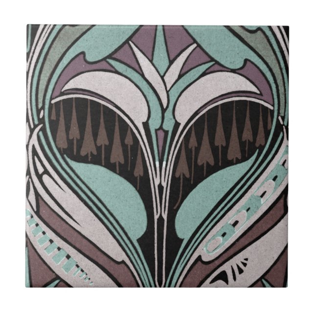 elegante teal e vinho art nouveau design (Frente)