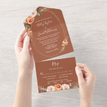 Elegante Terracota Boho Floral Casamento de Outono