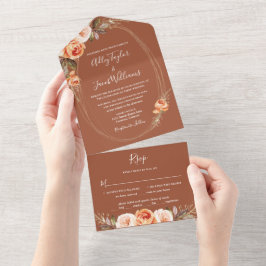 Elegante Terracota Boho Floral Casamento de Outono