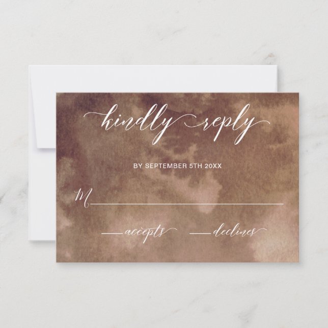 Elegante Terthy Tones Watercolor Casamento RSVP (Frente)