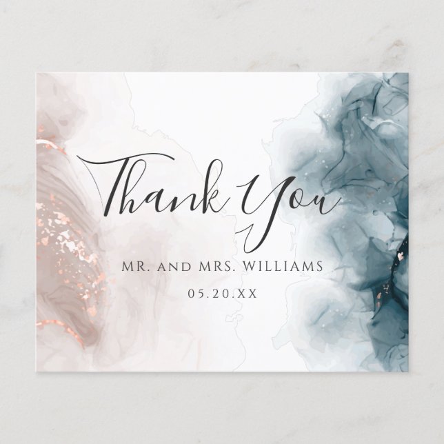 Elegante Tinta Álcool Moderna Blush Blue - Obrigad (Frente)