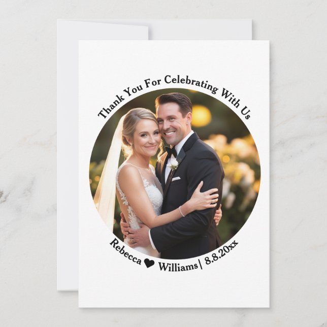 Elegante tipografia de agradecimento foto de casam (Frente)