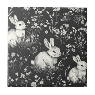 Elegante Toile de Coelhinho Floral Padrão Vintage