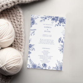 Elegante Toile French Blue Floral Ceremony Program