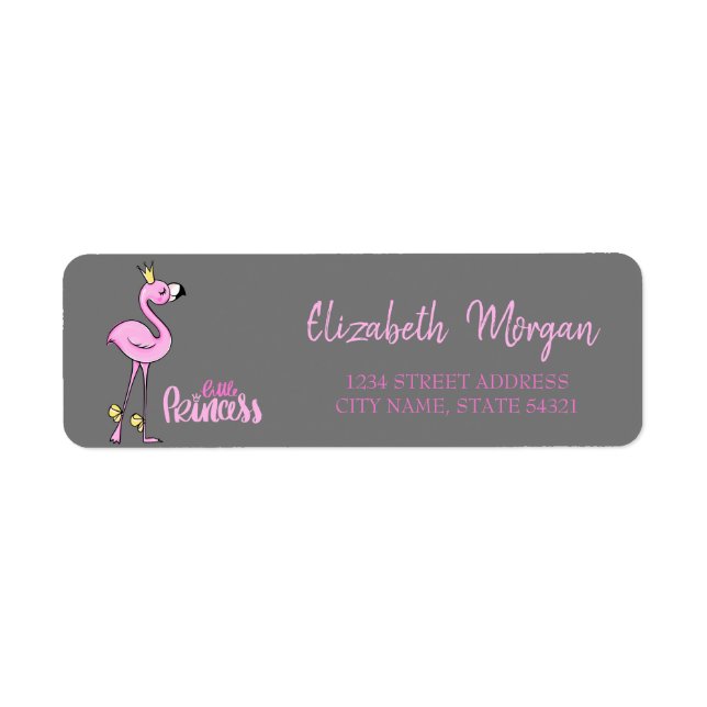 Elegante Trendy, Pink Flamingo, Etiqueta de Endere (Frente)
