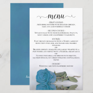 Elegante Turquesa Blue Rosa Budget Menu Casamento