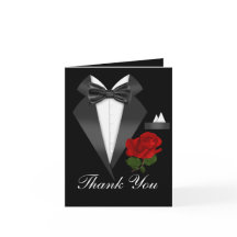 Elegante Tux e Rosa Black Tie Party Cartões de agr