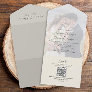 Elegante Vellum Photo Overlay Verde Código QR
