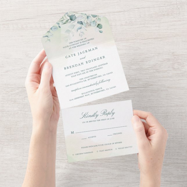 Elegante Verde Botânico Casamento Eucalyptus (Tearaway)