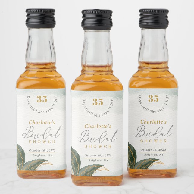 Elegante Verde Dourado Chá de panela de Aquarela (Garrafas)