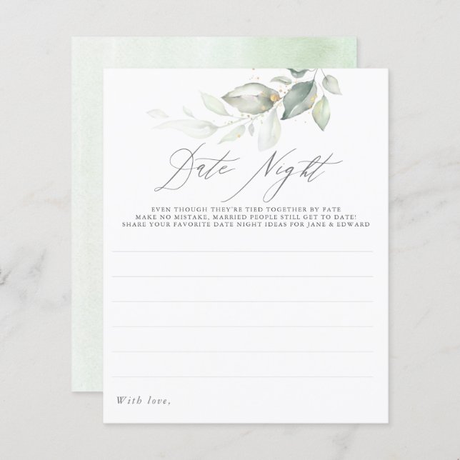 Elegante Verde Dourado deixa ideias noturnas (Frente/Verso)