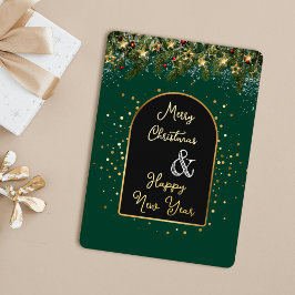 Elegante Verde Dourado Papel Laminado Natal Ano No