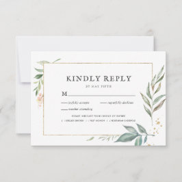 Elegante Verde Dourado Quadro Casamento RSVP w/Ref