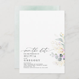 Elegante Verde Dourado Salve O Anúncio De Data