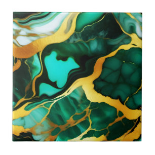 Elegante verde ouro amarelo Faux Marble