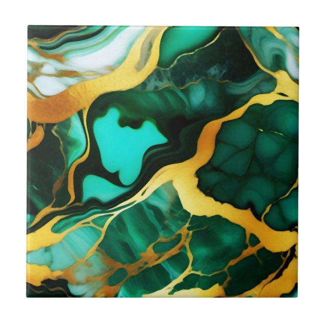 Elegante verde ouro amarelo Faux Marble (Frente)