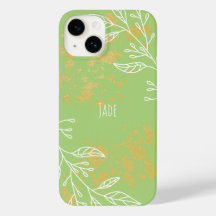 Elegante Verde Sálvia Dourado Floral