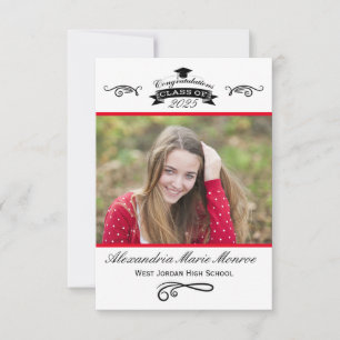 Elegante Vermelho - Convite de Formatura 3x5