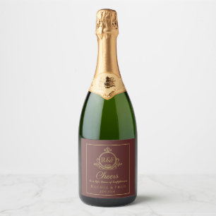 Elegante Vermelho Escuro Dourado Caligrafia Casame