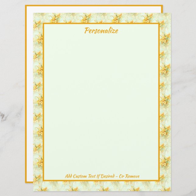 Elegante Vintage Amarelo Daffodils Flor (Frente/Verso)