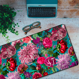 Elegante Vintage aqua azul Monograma floral