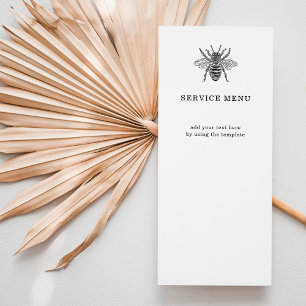 Elegante Vintage Bee Menu Serviço Comercial