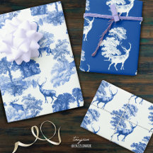 Elegante Vintage Blue Country Toile Deer