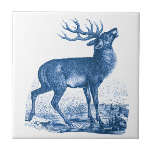 Elegante Vintage Blue Deer Toile