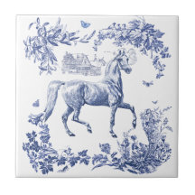 Elegante Vintage Blue Horse Floral