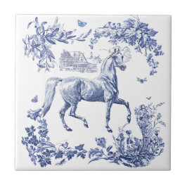 Elegante Vintage Blue Horse Floral