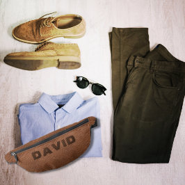 Elegante Vintage Brown Faux Leather Personalizada