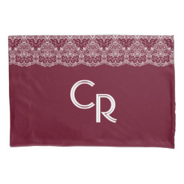 Elegante Vintage Burgundy Maroon White Lace