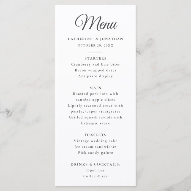 Elegante Vintage Chic Black White Toile Deer Menu (Frente)