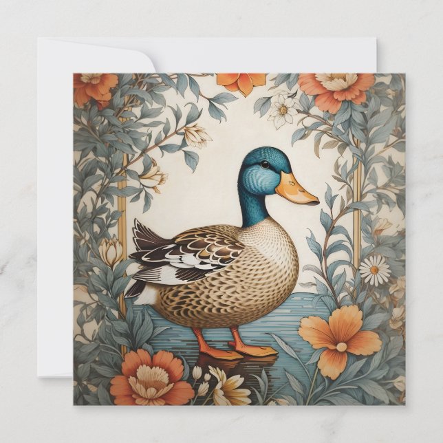 Elegante Vintage Duck Floral Design (Frente)