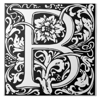 Elegante Vintage Floral - Letra B Monograma