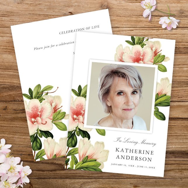 Elegante Vintage Floral Memorial Foto Anúncio (Criador carregado)