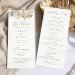 Elegante Vintage Floral Weding<br><div class="desc">Elegante vintage programa de casamento floral com uma borda superior de flores aquáticas e folhagem em tons neutros a quente de branco, bege, marfim, ouro e marrom. O design floral neutro é complementado por um moderno roteiro de caligrafia. Personalize a frente do programa de boho floral com seus nomes, data...</div>