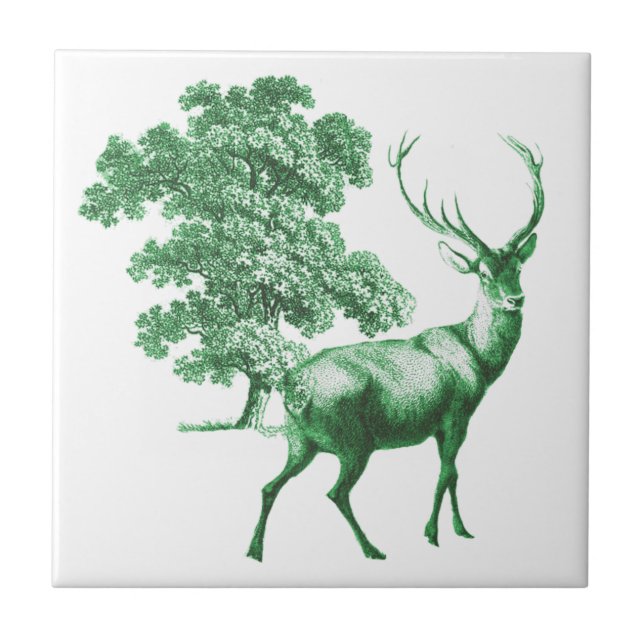 Elegante Vintage Green Deer Toile (Frente)