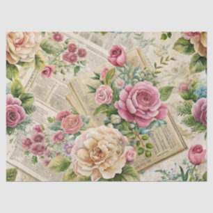 Elegante Vintage Inspirou Papel de Tecido Floral R