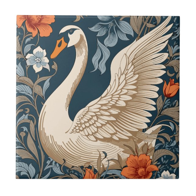 Elegante Vintage Swan William Morris Inspirou (Frente)