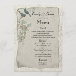 Elegante Vintage Teal Birds Menu Casamento tema da