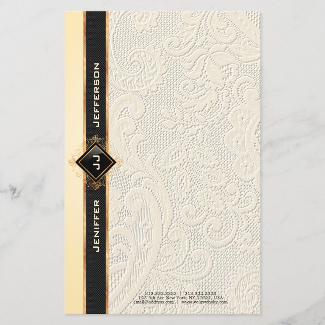 Elegante vintage textura de rendas Stationery Lett (Frente)