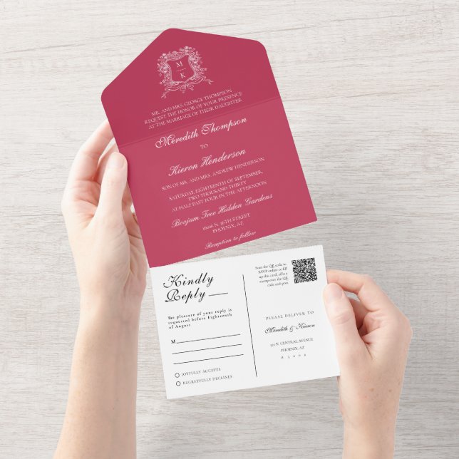 Elegante Viva Magenta Crest Código QR (Aba destacável)
