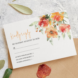 Elegante Watercolor Apricot Floral Wedding RSVP