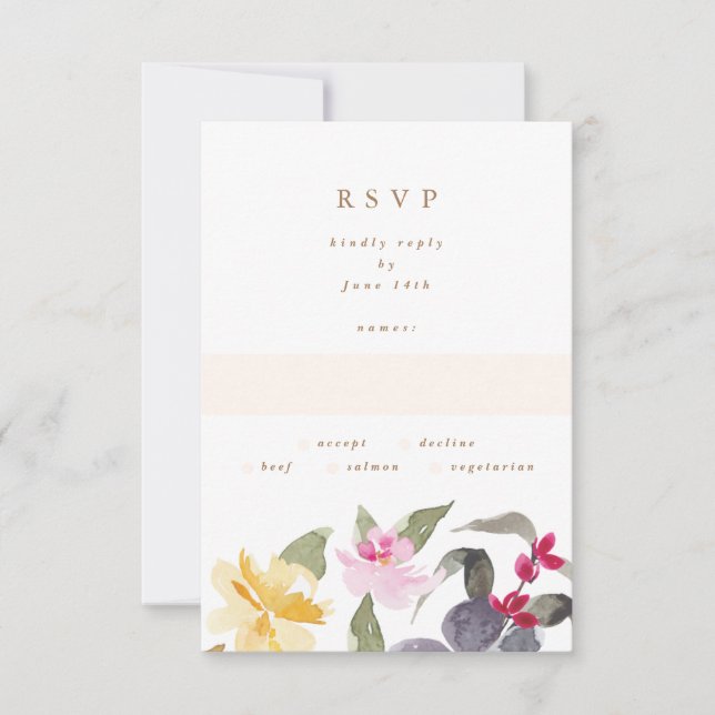 Elegante Watercolor Belo Casamento RSVP (Frente)