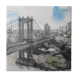 Elegante Watercolor Brooklyn Bridge NYC