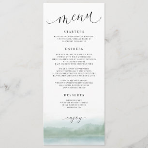 Elegante Watercolor Lake & Trees Menu de Casamento