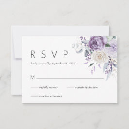 Elegante Watercolor Purple Floral Weding RSVP