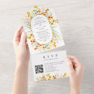 Elegante Watercolor Wild Flowers Casamento Código 